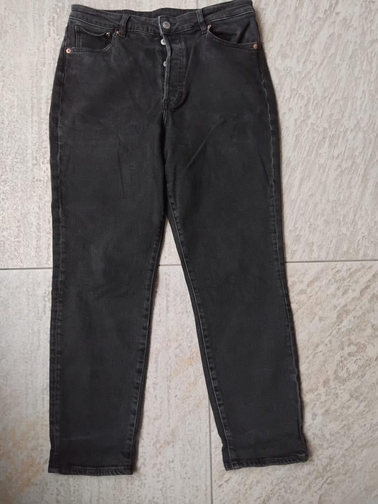 Lange broek spijkerbroek donker grijs Mom Jeans maat 42 H&M, H&M, Ophalen of Verzenden, Zo goed als nieuw, W33 - W36 (confectie 42/44)