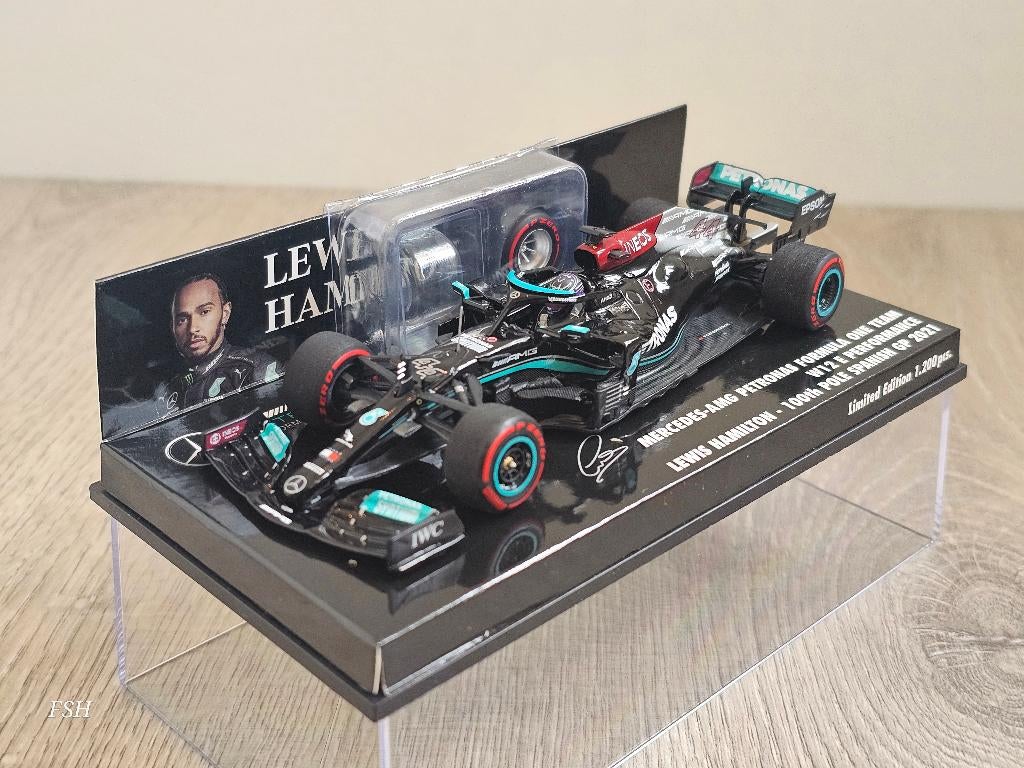 Mercedes W12, Lewis Hamilton # 44, 100e Pole GP Spain 2021., Ophalen of Verzenden, Zo goed als nieuw, Auto, MiniChamps