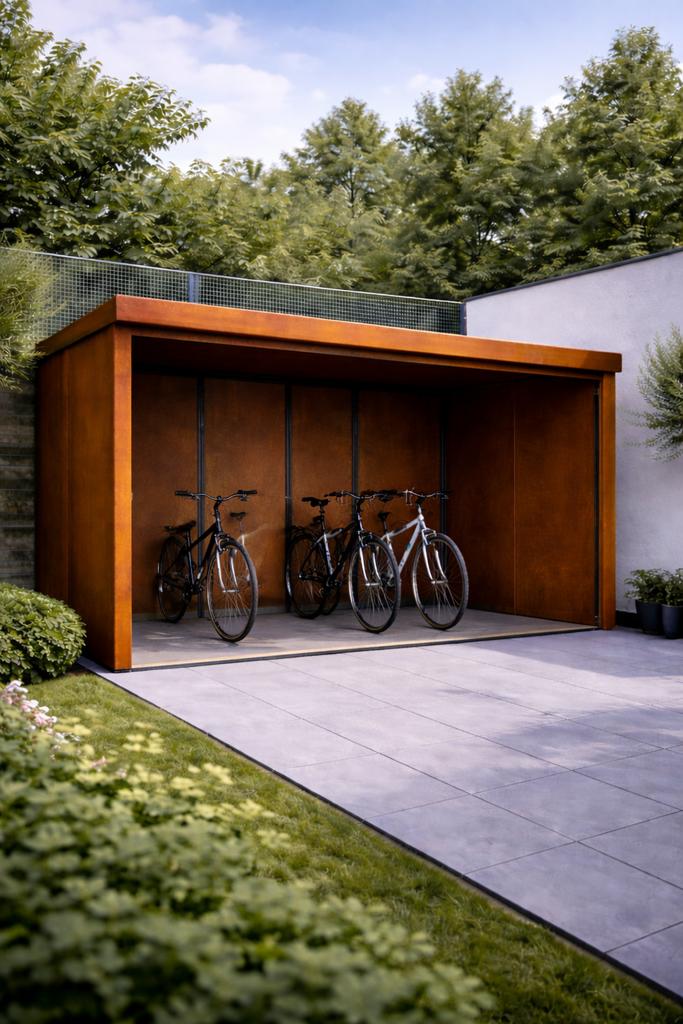 Modulaire cortenstaal fietsenstalling, Ophalen, Zo goed als nieuw, Metaal, Overige typen