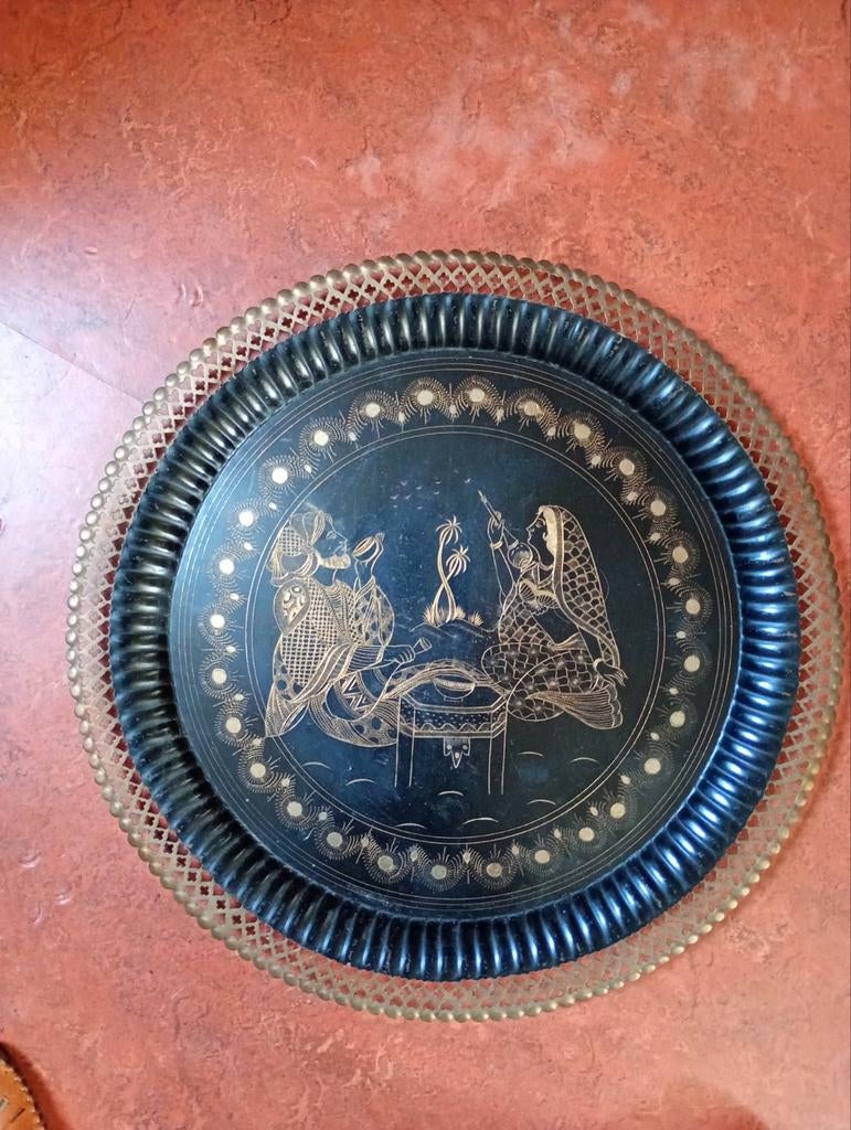 Dienblad of wandversiering uit India, Huis en Inrichting, Woonaccessoires | Wanddecoraties, Ophalen, Gebruikt, Metaal