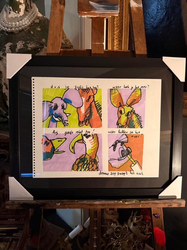 Origineel Herman Brood met certificaat en herkomstbewijs., Antiek en Kunst, Kunst | Schilderijen | Modern, Ophalen of Verzenden