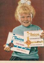 Retro reclame 1962 Union chocolade letter meisje, Verzenden, Overige typen