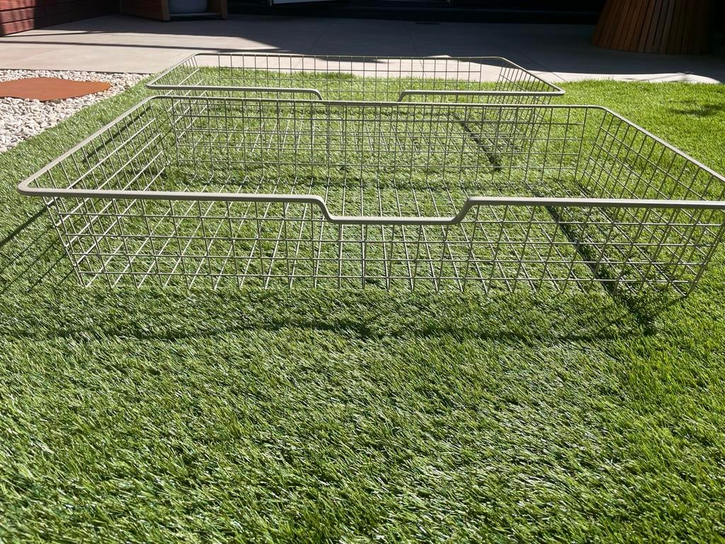 Set van 2 metalen opbergmanden beige, Ophalen, Gebruikt, Overige materialen