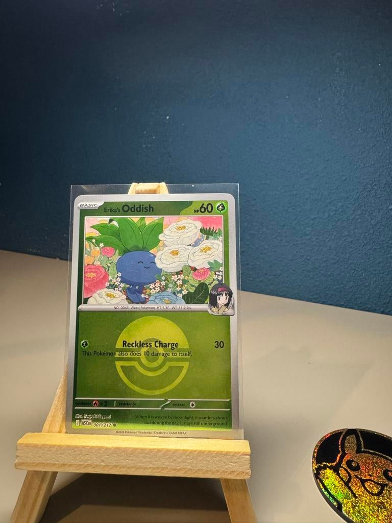 Pokémon Kaart: Oddish 001/217, Ophalen of Verzenden, Zo goed als nieuw, Losse kaart