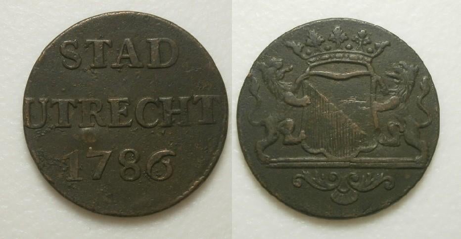 2] Utrecht Stad Duit 1786, Postzegels en Munten, Ophalen of Verzenden, Vóór koninkrijk, 1 cent, Losse munt