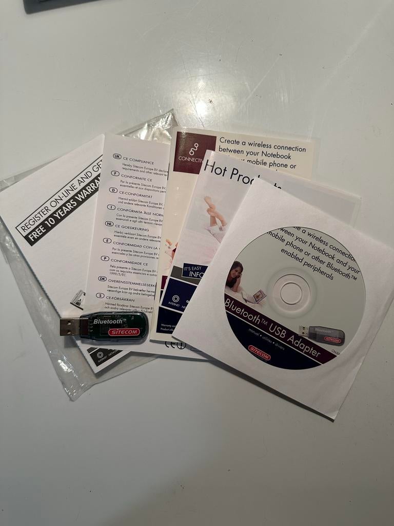 Sitecom Bluetooth USB Adapter met installatie CD, Computers en Software, Overige Computers en Software, Zo goed als nieuw, Ophalen of Verzenden