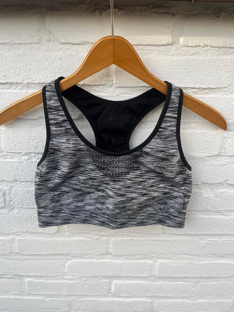 H&M sports sportbh top maat S grijs gemêleerd racerback, Kleding | Dames, Sportkleding, Ophalen of Verzenden, Gedragen, Zwart