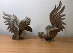 2 Metaal Pewter ornament haan hanen Kemphanen 20e eeuw, Ophalen of Verzenden