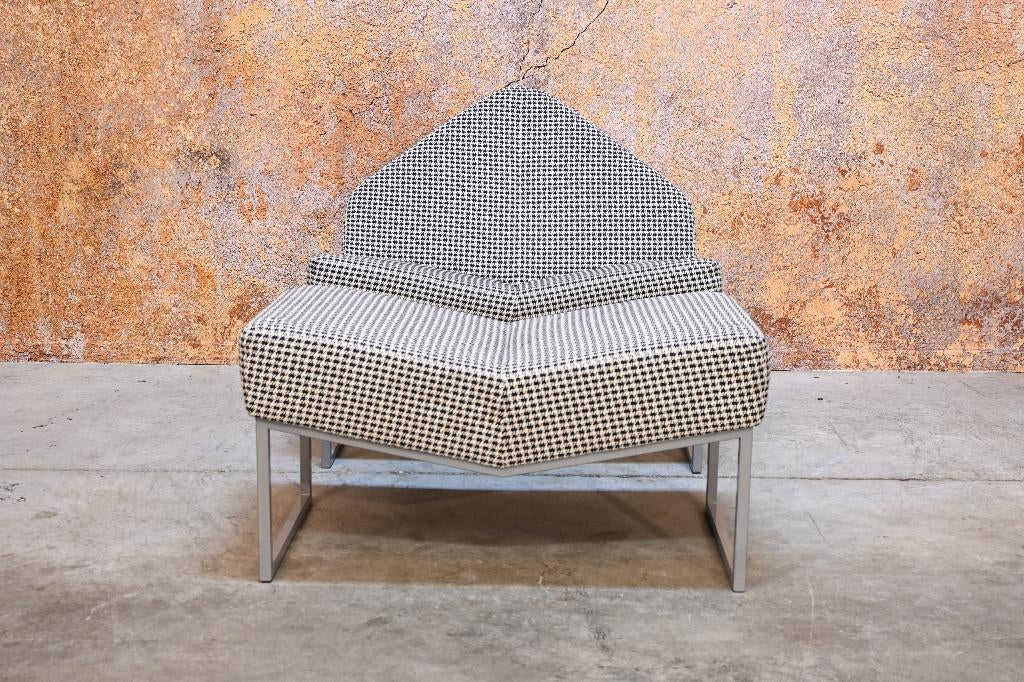 ZGANieuw! stoffen Leolux Wibber design fauteuil + hocker, Leolux, Leolux, 75 tot 100 cm, Ophalen of Verzenden
