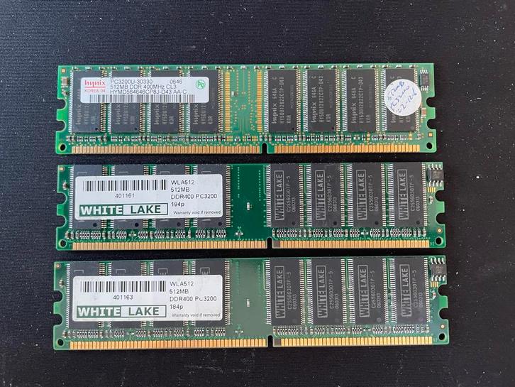Diverse merken PC3200 geheugen - 512 MB per stuk, Computers en Software, RAM geheugen, Gebruikt, Desktop, 1 GB of minder, DDR