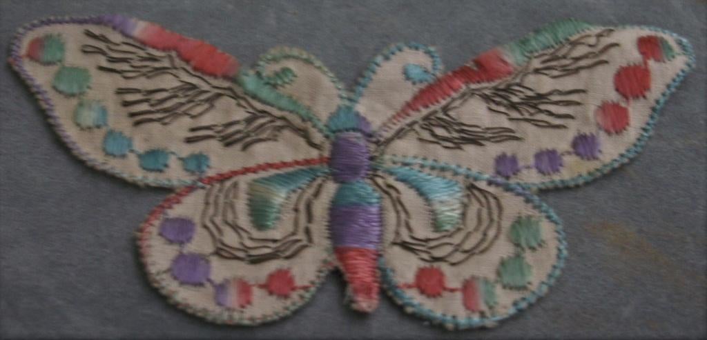 Vintage met zijde geborduurde applicatie, Ophalen of Verzenden