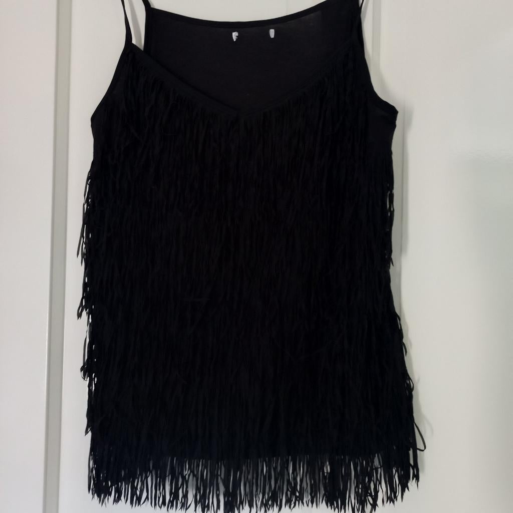 Nieuwe franjes top maat S/M koopje nu, Zwart, Nieuw, Ophalen of Verzenden, Maat 36 (S)