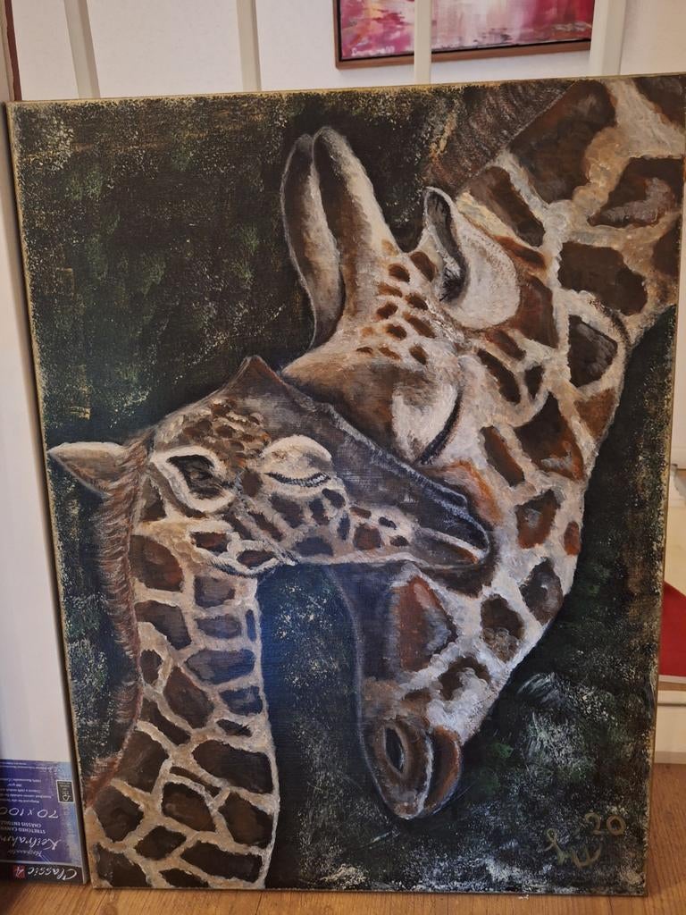 Schilderij giraffe 60x80 acryl op canvas, Ophalen