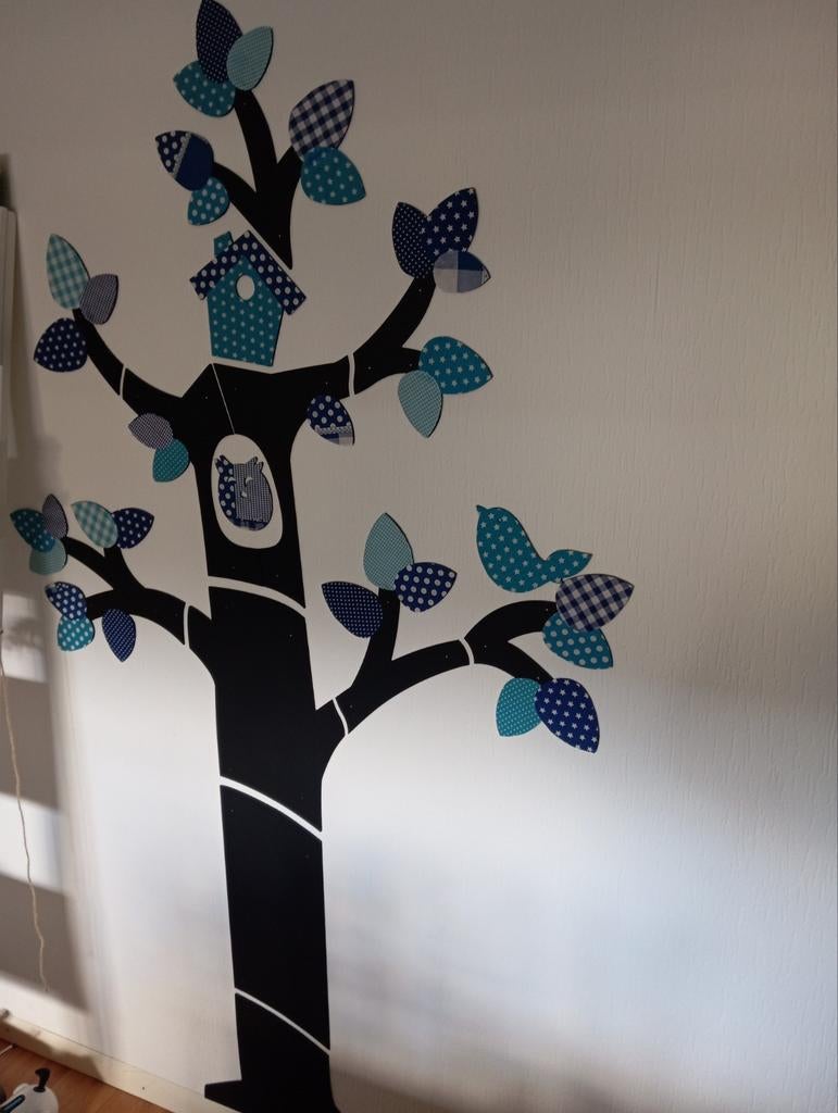 Leuke krijtbord muurboom met blauwe stof voor kinderkamer, Ophalen of Verzenden, Zo goed als nieuw, Wanddecoratie