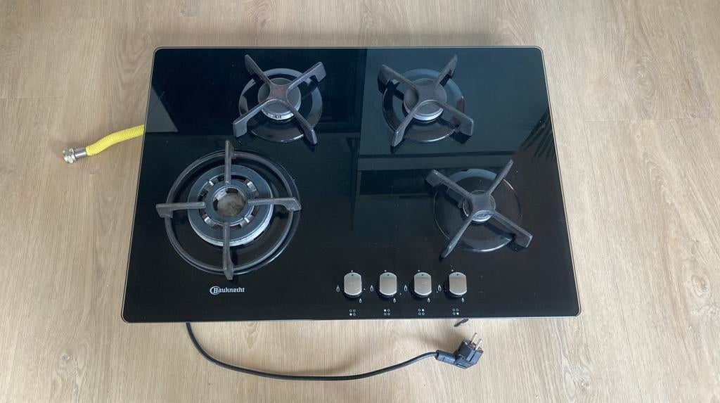 Gas op glas gaskookplaat Bauwknecht, Ophalen, Zo goed als nieuw, Inbouw, Gas