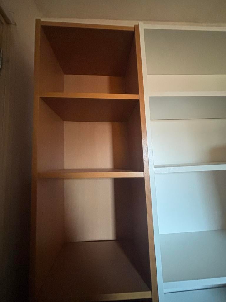 Billy boekenkasten wit en houtkleur, Huis en Inrichting, Kasten | Boekenkasten, Ophalen, Met plank(en), 200 cm of meer, 50 tot 100 cm