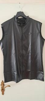 Heren imitatie lederen tanktop vest glanzend stretch rits, Verzenden, Nieuw, Overige maten, Zwart