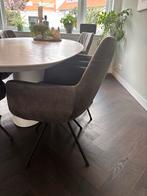 Bert Plantagie eetkamerstoelen - draaiend - blauw/grijs leer, Ophalen, Leer, Zo goed als nieuw, Grijs