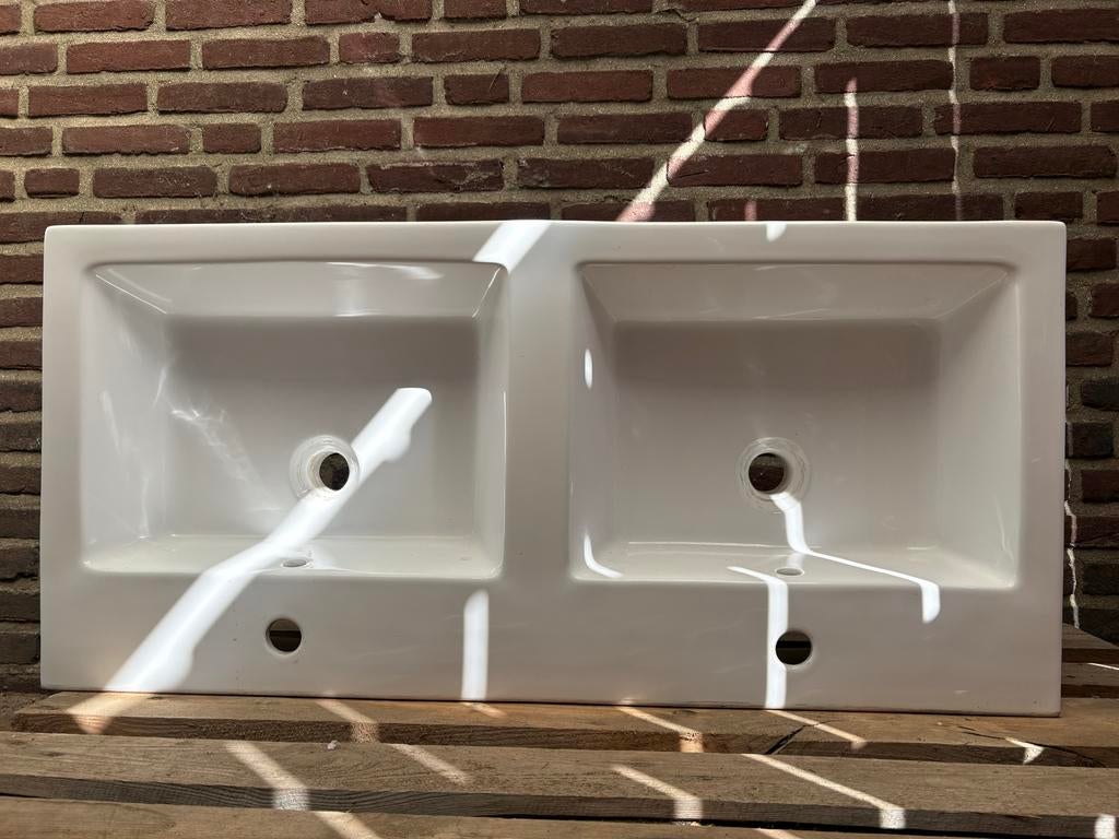 Dubbele Wastrog - Wastafel met Twee Bakken, Doe-het-zelf en Verbouw, Ophalen, Gebruikt, Wastafel