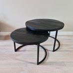 2  ronde zwarte salon tafeltjes#set, Huis en Inrichting, Ophalen, Gebruikt, 50 tot 100 cm, Rond