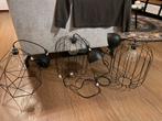 3x Zwarte metalen kooi hanglamp - Modern design, Ophalen, Gebruikt, Metaal, 50 tot 75 cm