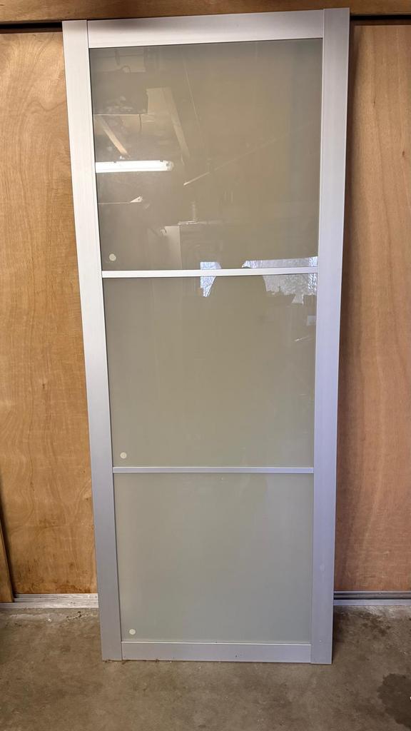 Pax schuifdeuren matglas/aluminium, Doe-het-zelf en Verbouw, Deuren en Horren, Ophalen, Minder dan 80 cm, Binnendeur, Zo goed als nieuw