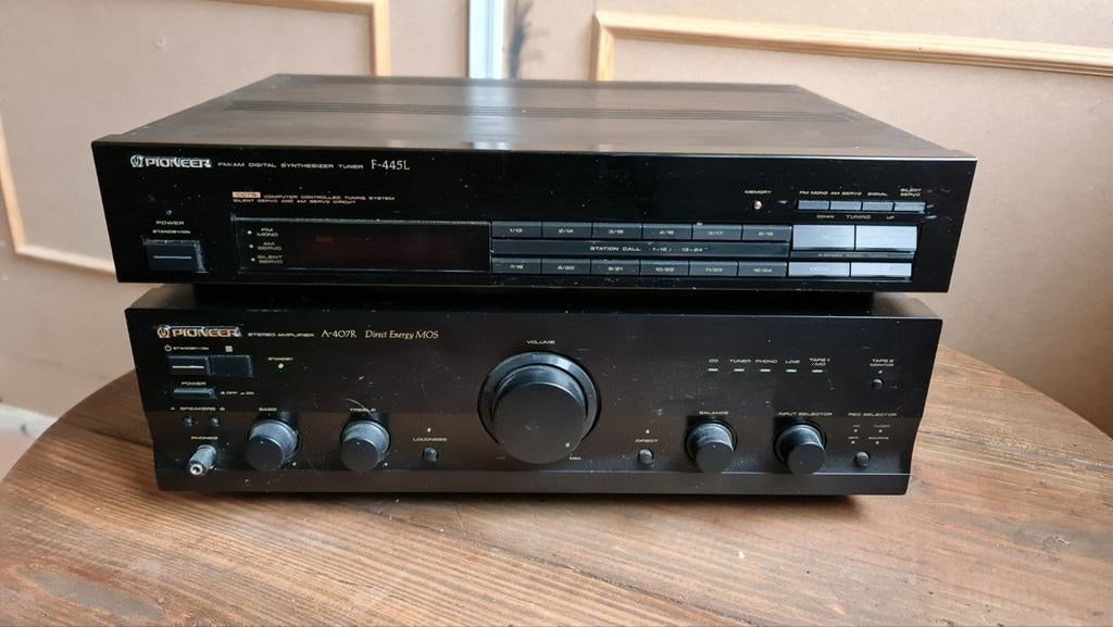 Pioneer A-407R versterker + F-445L tuner set, Ophalen, Gebruikt, Analoog