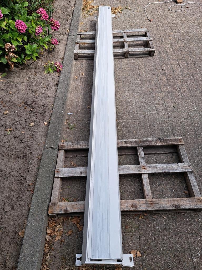 Zonnescherm 400 x 300 elektrisch antraciet 4x3 cassette, Tuin en Terras, Zonneschermen, Gebruikt, Knikarmscherm, 300 cm of meer