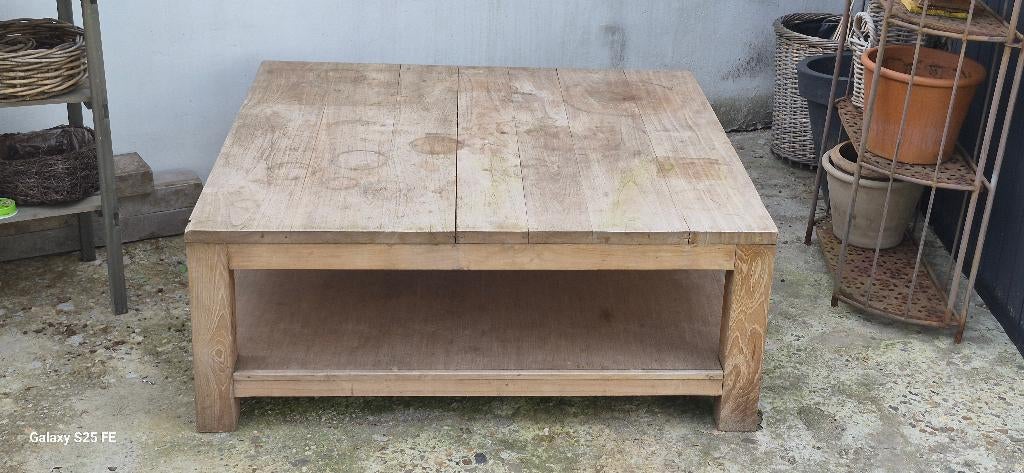 Teak salontafel, Huis en Inrichting, Tafels | Salontafels, Ophalen, Gebruikt, Landelijk, Minder dan 50 cm