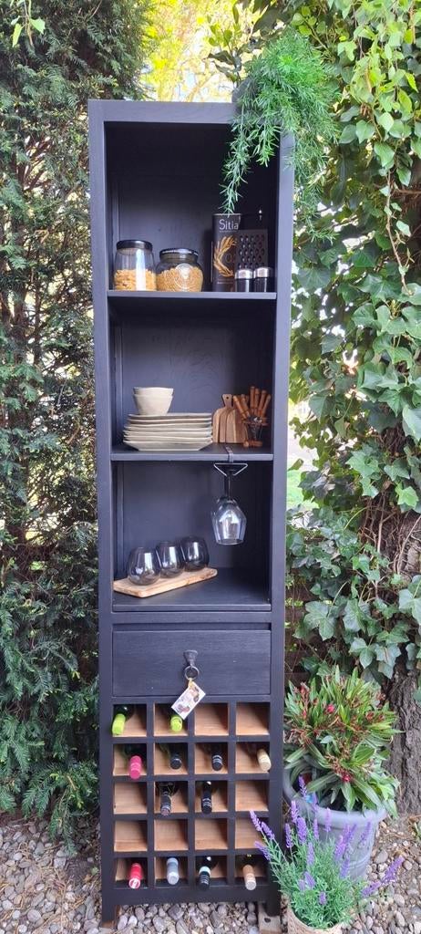 Teakhouten meubel met wijnrek, Ophalen of Verzenden, Nieuw, Hout, Minder dan 50 cm