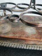 ANTIEKE SILVER PLATE GLAZEN / FLESJES HOUDER GELEEFDE STAAT, Ophalen of Verzenden