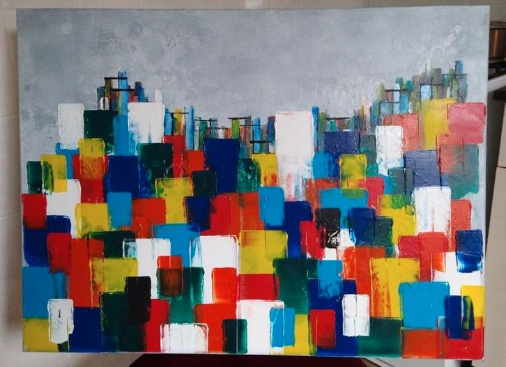 Willem Grift abstract schilderij gesigneerd, Antiek en Kunst, Kunst | Schilderijen | Abstract, Ophalen of Verzenden