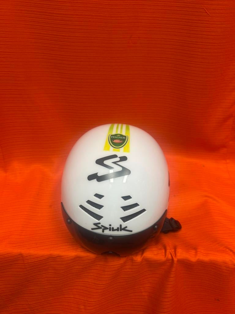 Tijdrit helm spiuk, bedrukking is makkelijk te verwijderen, De ruyterstraat 86, Nieuw, Cycling@steenbergen.cc, Steenbergen cycling