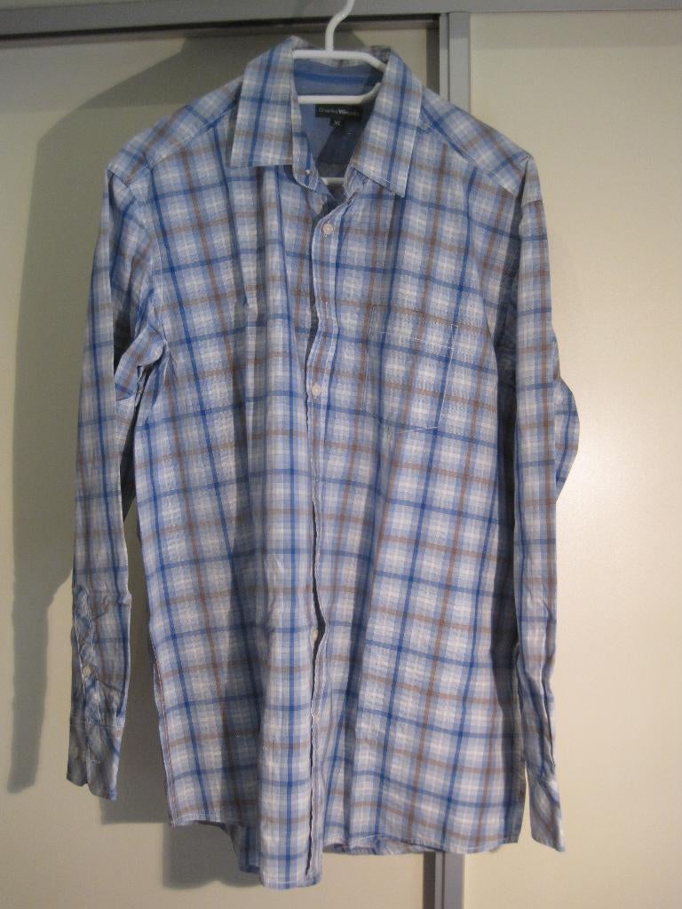 047 - overhemd XL van Charles Vögele, Kleding | Heren, Overhemden, Zo goed als nieuw, Halswijdte 43/44 (XL), Blauw, Verzenden