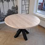Ronde eiken eettafel met matrixpoot - Eikenhout, Ophalen, 100 tot 150 cm, Zo goed als nieuw, Vier personen