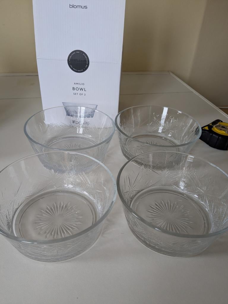 4 blomus glazen schaaltjes - amilio bowl (ongebruikt), Huis en Inrichting, Keuken | Servies, Ophalen, Overige stijlen, Glas, Schaal of Schalen