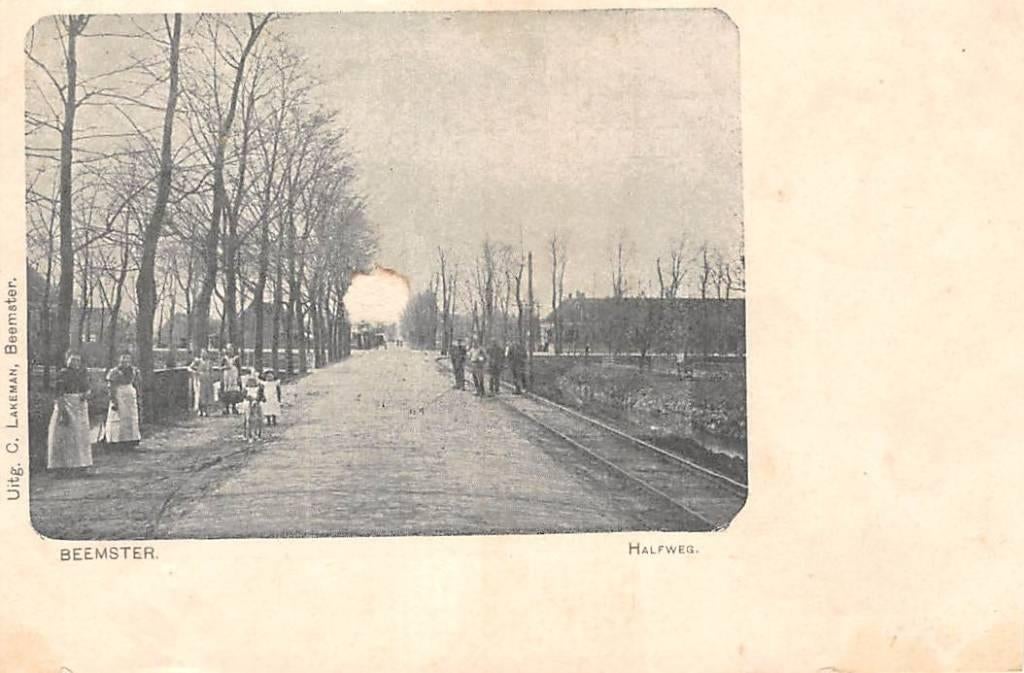 Beemster Halfweg met volk en tramspoor 1902, Verzenden, Voor 1920, Gelopen, Noord-Holland
