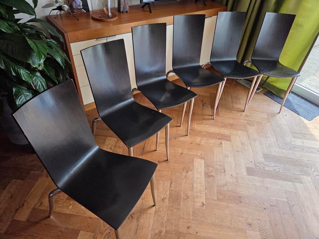 6x Philippe Starck Driade Olly Tango design eetkamerstoelen, Ophalen, Gebruikt, Zwart, Design, Modern, Jaren '90