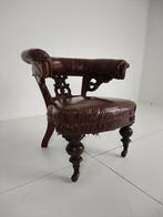 Antieke Leren Fauteuil – Robson & Son, Newcastle, Ophalen of Verzenden