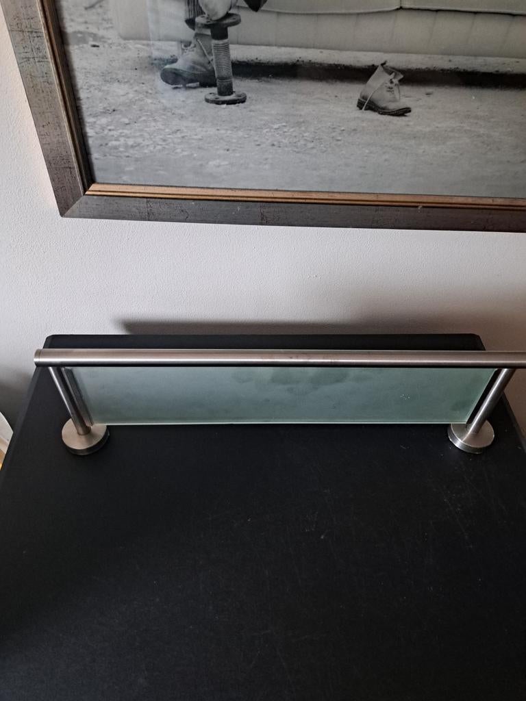Glazen planchet met RVS stang - 50x16 cm, Ophalen of Verzenden, Gebruikt, Overige kleuren, Overige typen