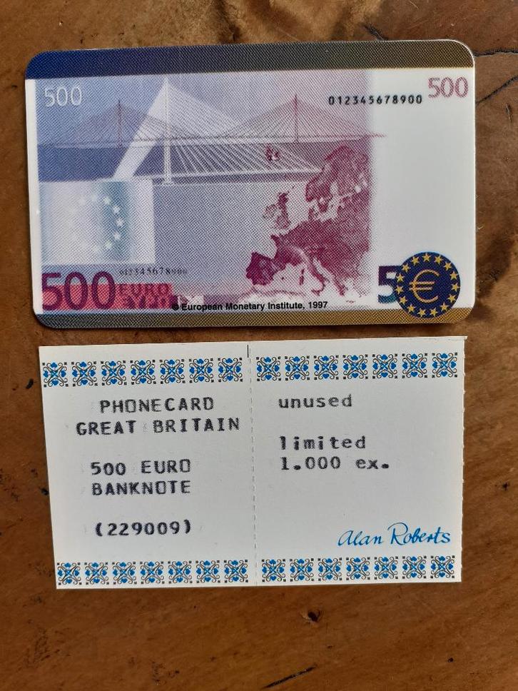 Telefoonkaart Groot-Brittannië 500 euro banknote, Verzamelen, Telefoonkaarten, Buitenland, Ophalen of Verzenden