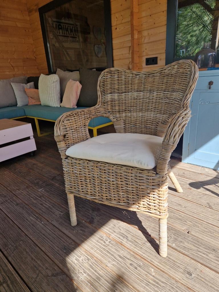 Rotanstoel - Gebruikt, Huis en Inrichting, Stoelen, Gebruikt, Bruin, Riet of Rotan, Ophalen of Verzenden