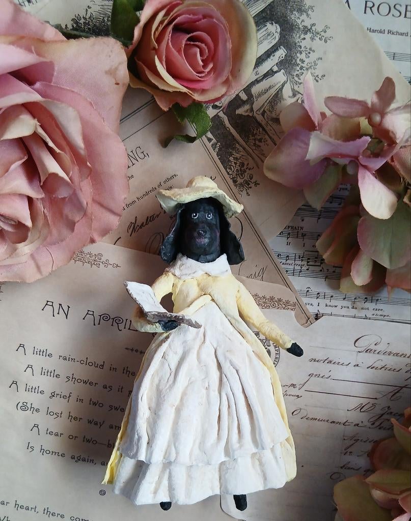 Prachtig brocante wattenpopjes Poedel met boekje Spuncotton, Ophalen of Verzenden