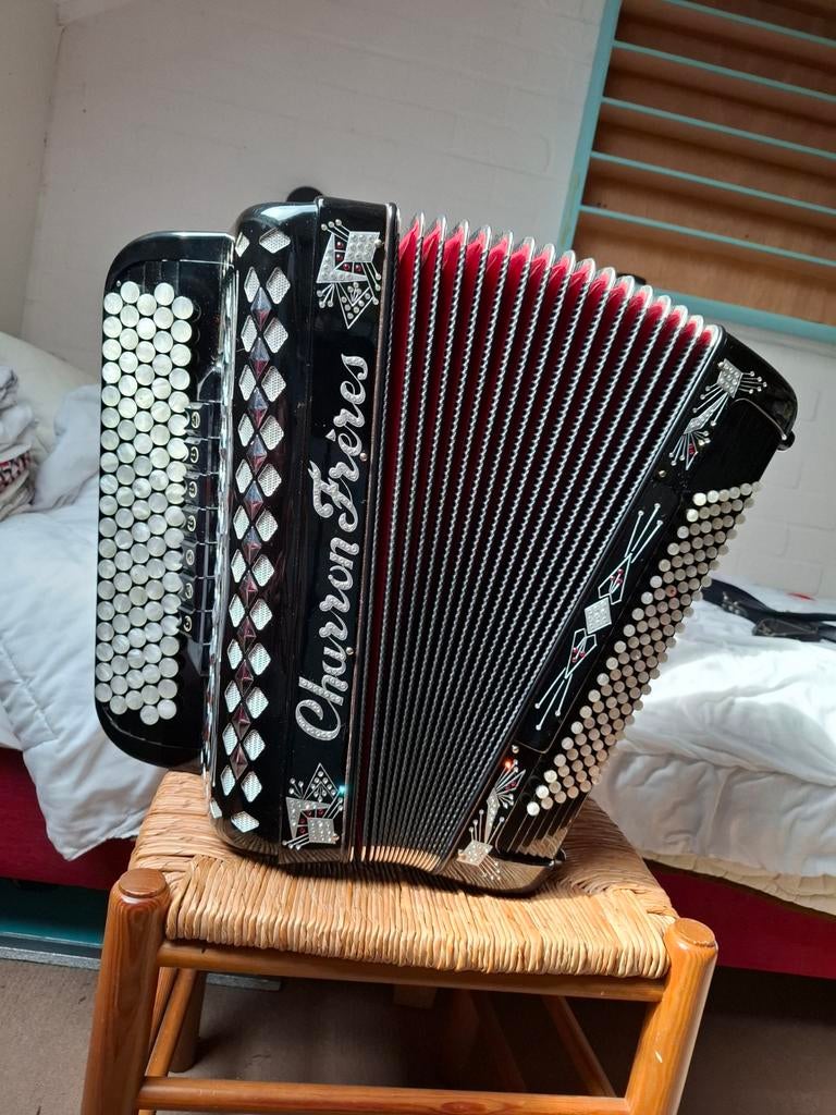 Prachtige Charron Frères knopaccordeon, Muziek en Instrumenten, Accordeons, Ophalen, Gebruikt, 120-bas, Overige merken