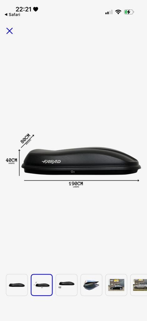 Farad dakkoffer 430 liter (bijna nieuw!), Auto diversen, Dakkoffers, Ophalen, Zo goed als nieuw