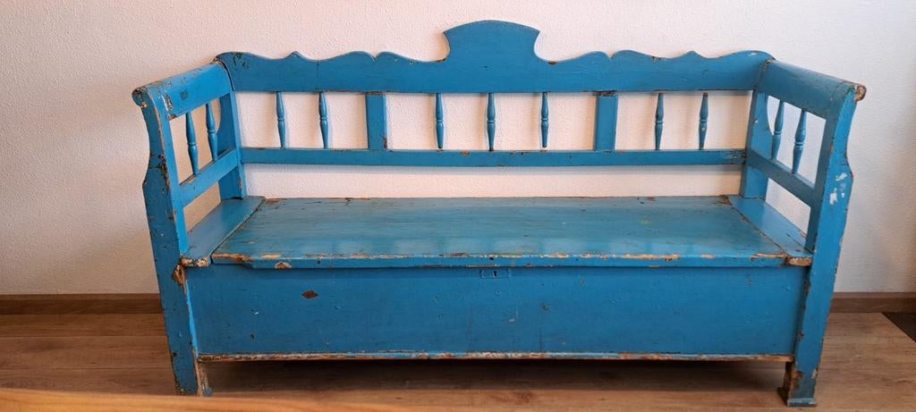 Houten brocante klepbank, Huis en Inrichting, Ophalen, Gebruikt, 75 tot 100 cm, Minder dan 150 cm