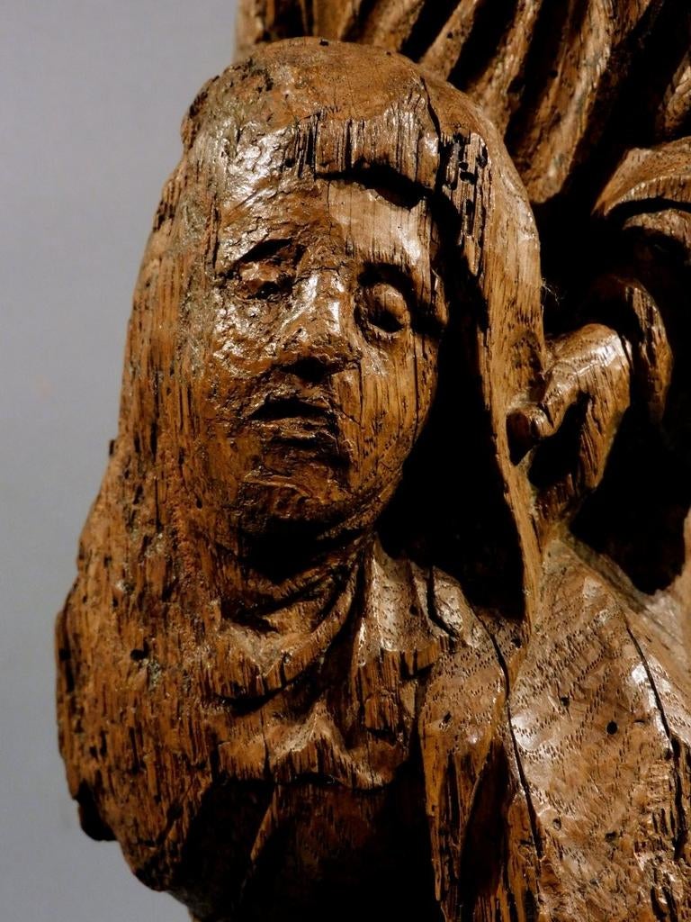 Antiek eiken houtsnijwerk retabel fragment 16e eeuw, Verzenden