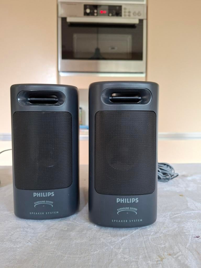 2 Philips speakers, Ophalen of Verzenden, Minder dan 60 watt, Front, Rear of Stereo speakers, Philips