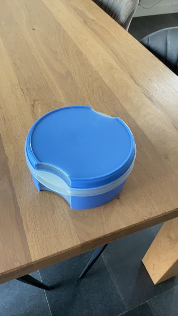 Tupperware koektrommel met venster, Verzenden, Zo goed als nieuw, Blauw, Bus of Trommel
