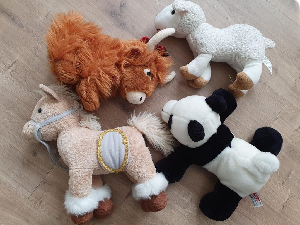 4x knuffel pluche zgan schaap paard koe panda, Ophalen of Verzenden, Zo goed als nieuw, Koe